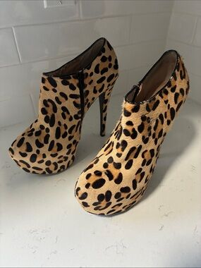 Steve Madden Leopard Print Platform Ankle Booties - Tan/Black